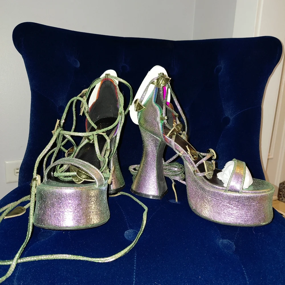 Dolls Kill Club Exx Pixie Queen Butterfly Heels 8 - Purple Glitter Ombre - BNWB